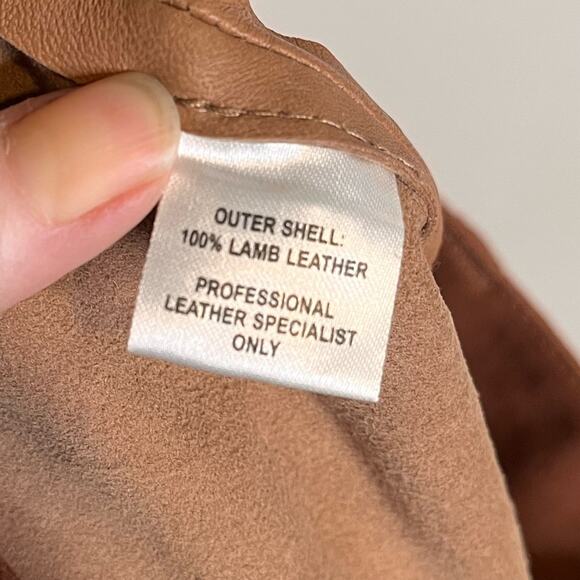 RYDER Soft Australia Lamb Leather Brown Mini Skirt Size 6 Quiet Luxury Old Money - Picture 7 of 7